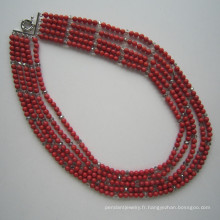 Long Multi signifie corail et collier en cristal